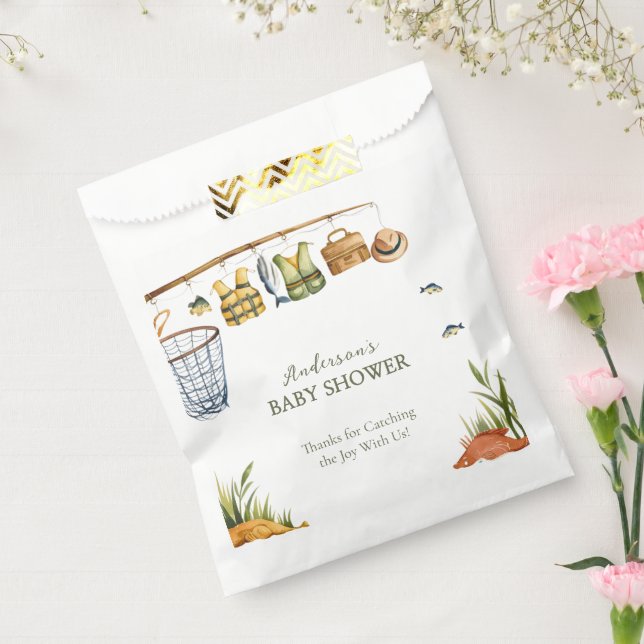 Sachets En Papier Sac de cadeau de fête pour bébé garçon pêche rusti (Scellé)