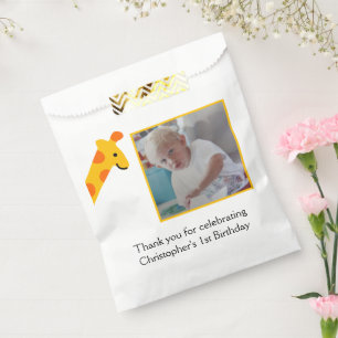 Sachets En Papier Sac de faveur d'anniversaire 1ère Photo Jaune Oran