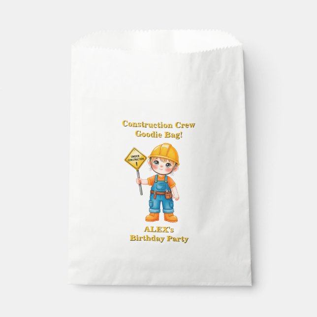 Sachets En Papier Sac de faveur d'anniversaire de construction modif (Devant)