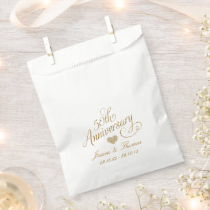 Sachets En Papier Sac de faveur d'anniversaire de mariage doré 50ème