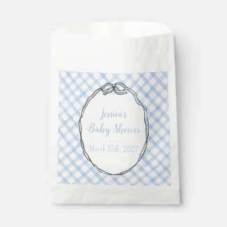 Sachets En Papier Sac de faveur de bougie à carreaux bleus avec noeu