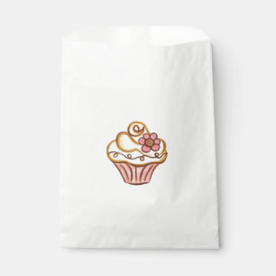 Sachets En Papier Sac de faveur de boulangerie de cupcake rose
