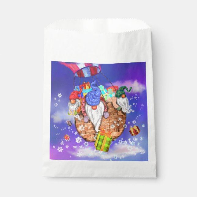 Sachets En Papier Sac de faveur de cadeau de Noël Gnomes volants off (Devant)