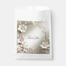 Sac de faveur de cadre floral blanc orné