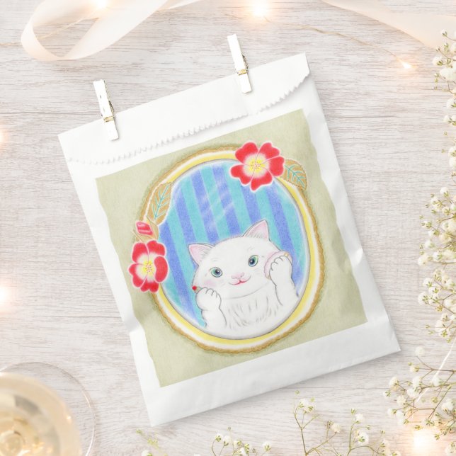 Sachets En Papier Sac de Faveur de Chaton Blanc Mignon (Coupé)