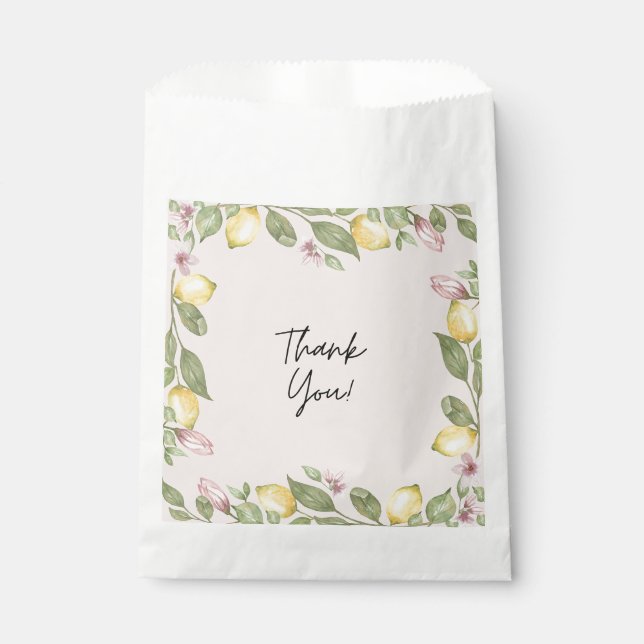 Sachets En Papier Sac de faveur de citron rose (Devant)