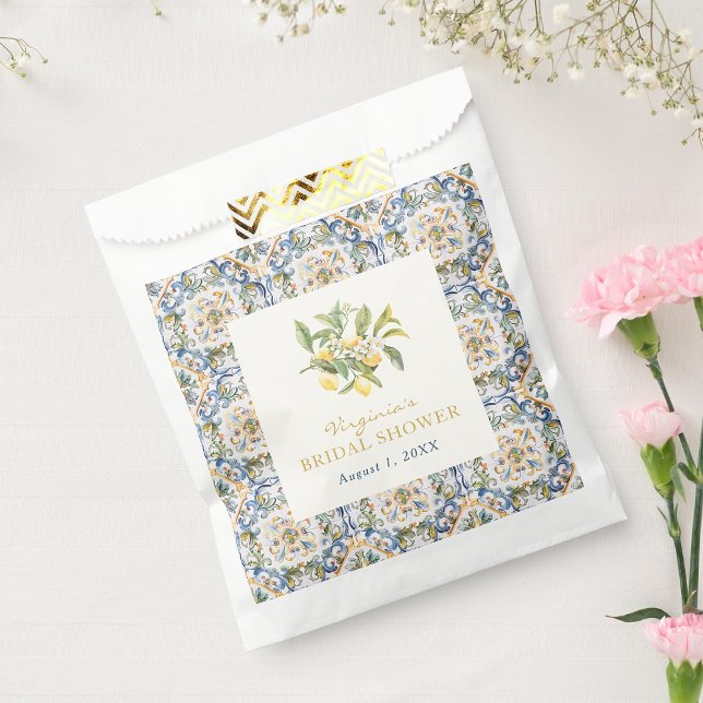 Sachets En Papier Sac de faveur de douche de mariage au citron (Elegant Italian Lemon Bridal Shower Favor Bag by Painted Paperie)