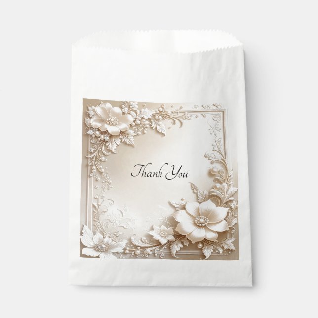 Sachets En Papier Sac de faveur de fleurs d'ivoire (Devant)