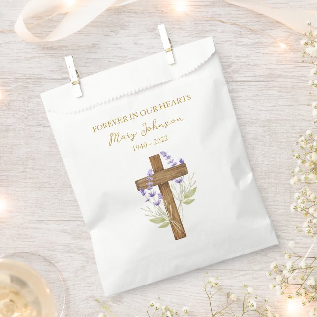 Sachets En Papier Sac de faveur de funérailles Lavande Croix (Coupé)
