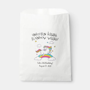 Sachets En Papier Sac de faveur de licorne arc-en-ciel blanc