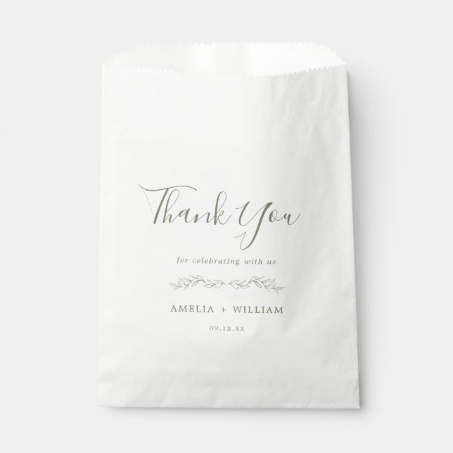 Sachets En Papier Sac de faveur de mariage à monogramme à feuille mi (Devant)