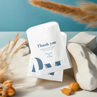 Sachets En Papier Sac de faveur de mariage bleu pastel chic