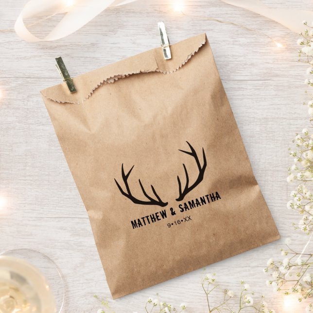 Sachets En Papier Sac de faveur de mariage | bois de cerf rustique (Coupé)