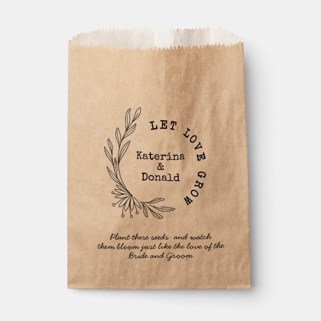 Sachets En Papier Sac de Faveur de Mariage de Monogramme Que l'Amour (Devant)