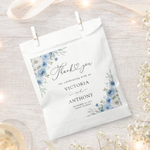 Sachets En Papier Sac de faveur de mariage Dusty Blue Ivory