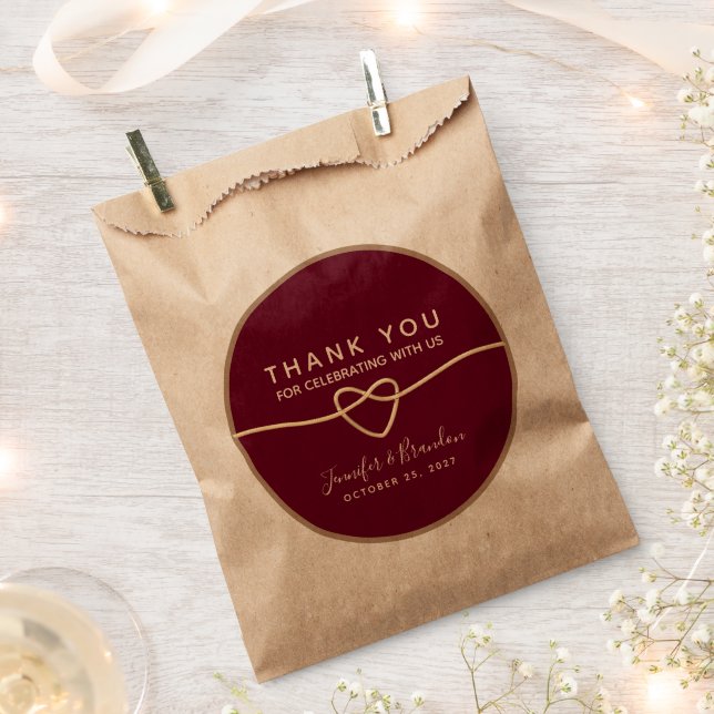 Sachets En Papier Sac de faveur de mariage simple Bourgogne (Coupé)