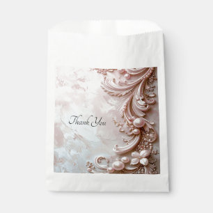 Sachets En Papier Sac de faveur en perle et fleurs ornementales rose