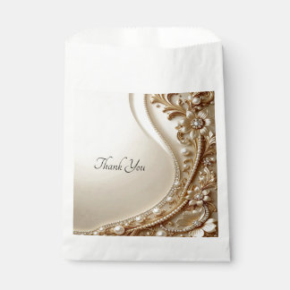 Sachets En Papier Sac de faveur floral orné élégant en or