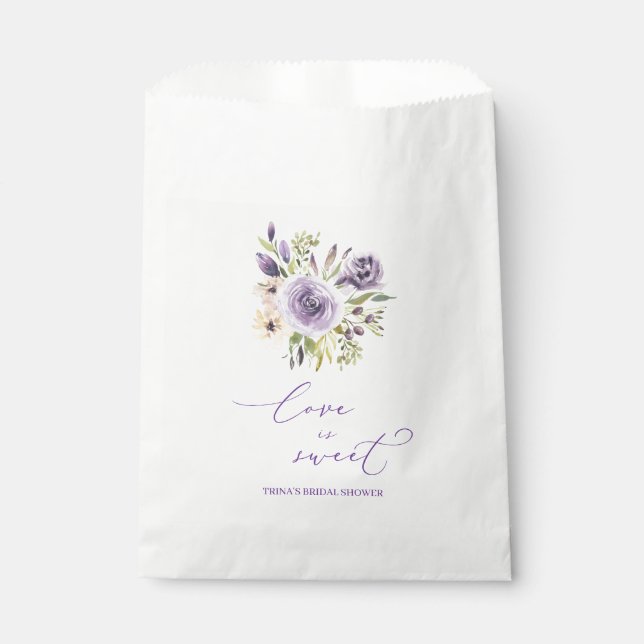 Sachets En Papier Sac de faveur floral pourpre (Devant)