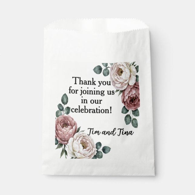 Sachets En Papier Sac de faveur Rose Florale (Devant)