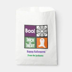 Sachets En Papier Sac de friandises Halloween avec BOO. Texte de Tri