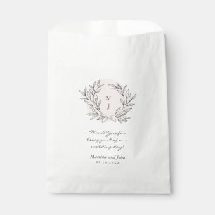 Sachets En Papier Sac de mariage à monogramme rustique rose