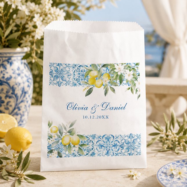 Sachets En Papier Sac de mariage au citron de Méditerranée (Mediterranean Lemon Wedding Favor Bag)