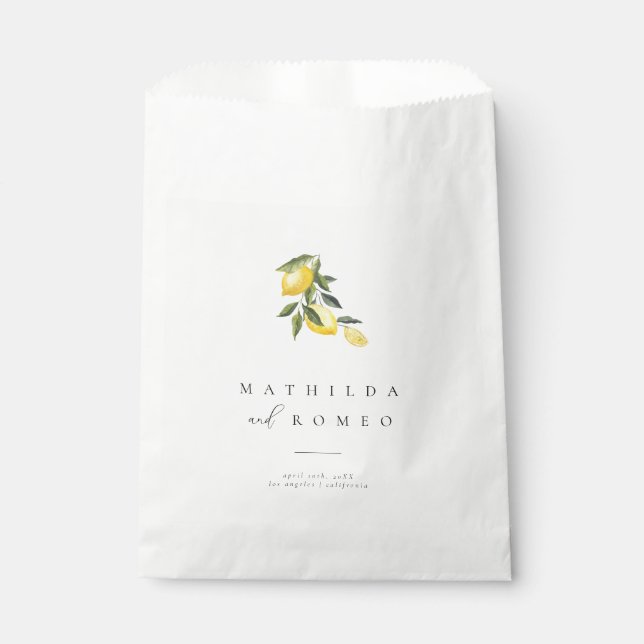 Sachets En Papier Sac de mariage bleu méditerranéen carreaux et agru (Devant)