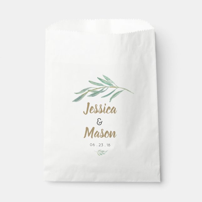 Sachets En Papier Sac de mariage vert rustique Favor (Devant)