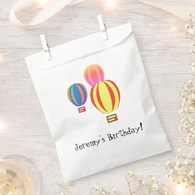 Sachets En Papier Sac de préférence - Ballons à air chaud avec texte (Coupé)