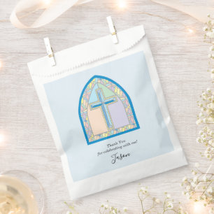 Sachets En Papier Sac de première communion en verre teint bleu Favo