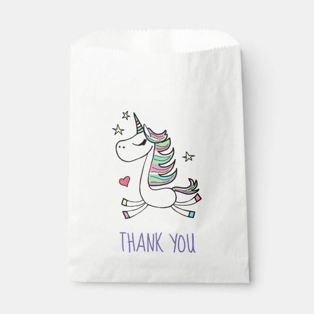 Sachets En Papier Sac de remerciement Licorne (Devant)