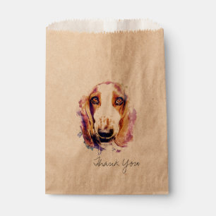 Sachets En Papier Sac de Remerciement Tête de Chien Basset Mignon