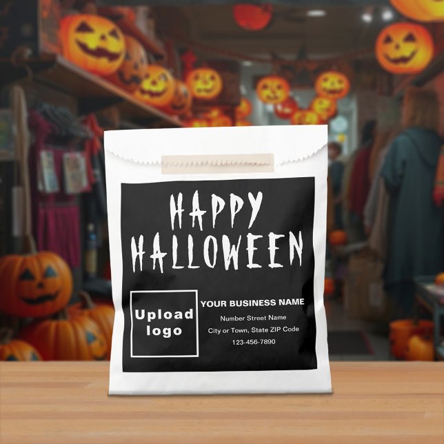 Sachets En Papier Sac en papier Arrière - plan noir Halloween (Black business brand on paper bag for Halloween)