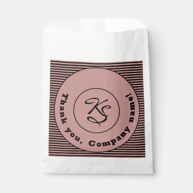 Sachets En Papier Sac en papier monogramme et société noir et rose (Devant)