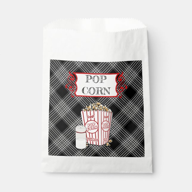 Sachets En Papier Sac en papier rétro à Popcorn plaqué noir (Devant)