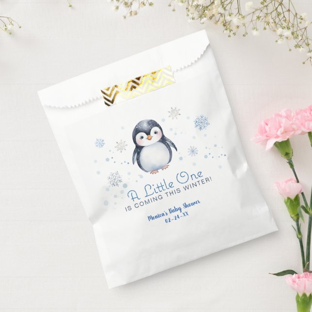 Sachets En Papier Sac Faveur Baby shower de pingouin - Hiver (Scellé)