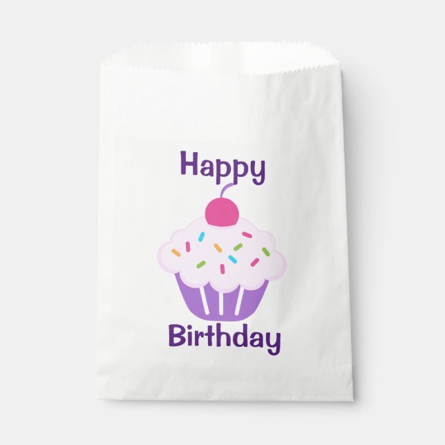 Sachets En Papier Sac Faveur Blanc/Cupcake (Devant)