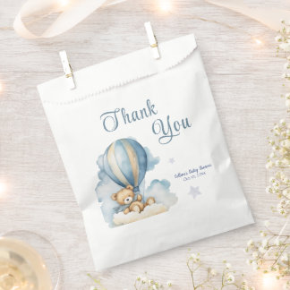 Sachets En Papier Sac Faveur Bleu Ours Et Ballons Volants