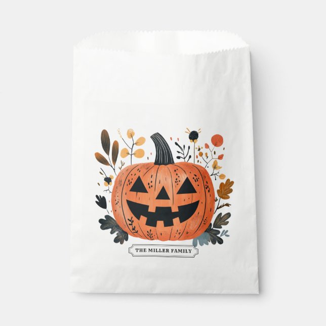 Sachets En Papier Sac Faveur Citrouille Halloween (Devant)