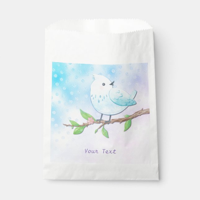 Sachets En Papier Sac Faveur Oiseau Bleu (Devant)