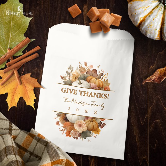 Sachets En Papier Sac Faveur Thanksgiving Florals Muted (Créateur téléchargé)