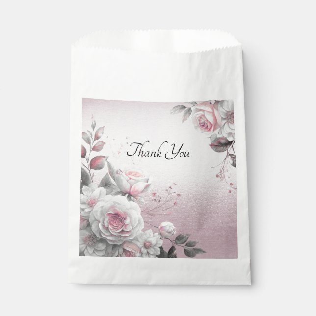 Sachets En Papier Sac Fleur Rose Blanc Faveur (Devant)