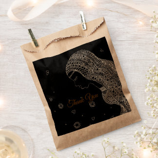 Sachets En Papier Sac kraft rustique noir et blanc pour la fête de m