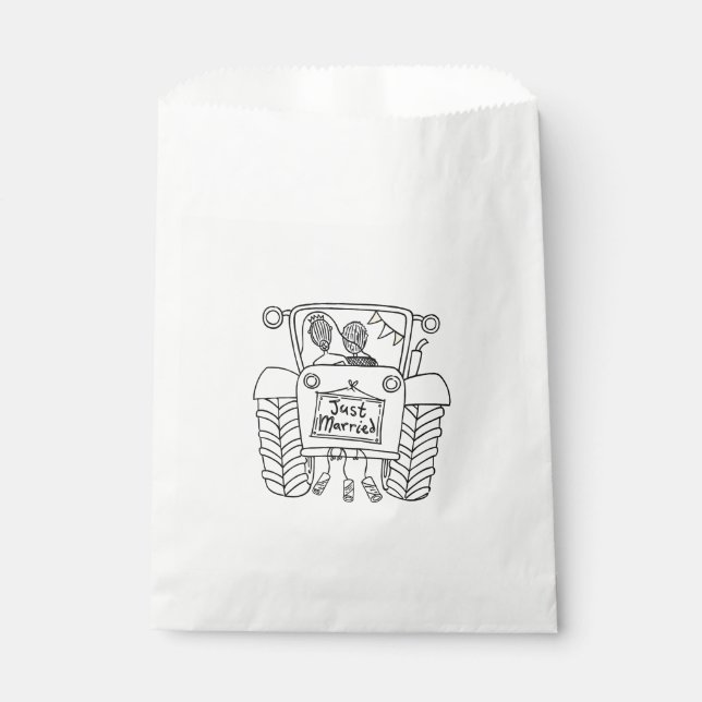Sachets En Papier Sac Mariage campagnard de tracteur Favoriser (Devant)