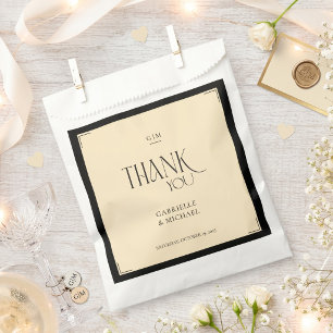 Sachets En Papier Sac Mariage Personnalisé Crème Noir Merci 