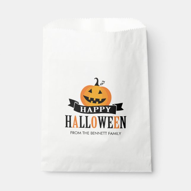Sachets En Papier Sac noir et blanc de faveur de Halloween (Devant)