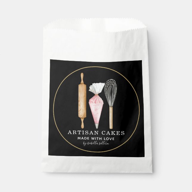 Sachets En Papier Sac noir préféré d'outils de cuisson de chef pâtis (Devant)