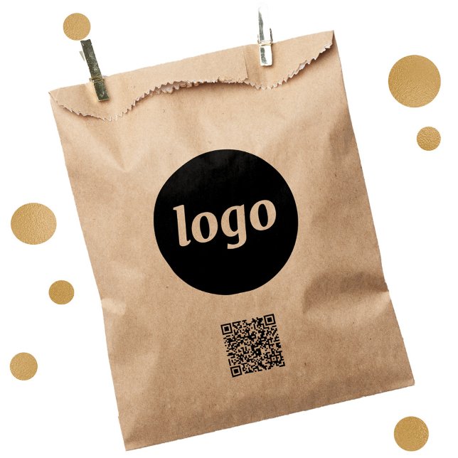 Sachets En Papier Sac papier de code QR promotionnel simple Logo pro (Simple logo with QR code business branding promotional packaging paper bag)