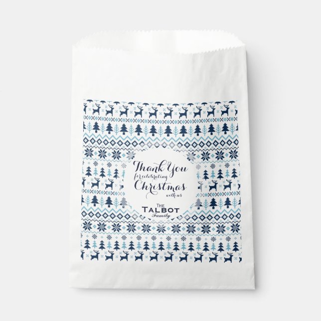 Sachets En Papier Sac personnalisé Merci bleu CHRISTMAS Favor (Devant)
